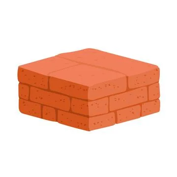 Red bricks in stack in flat design. Building materials at construction site.. Ilustración de archivo