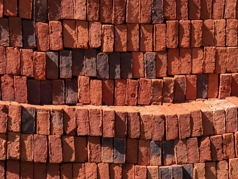 Red bricks stacked as a background Stock Photos