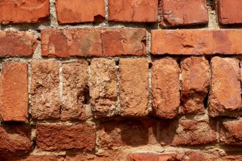 Red bricks stacked in rows 库存照片