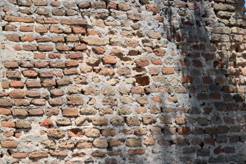 RED BRICKS WITH TREE SHADOW ON IT Stock Photos