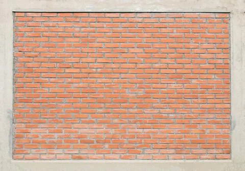 Red bricks wall with cement frame Foto stock