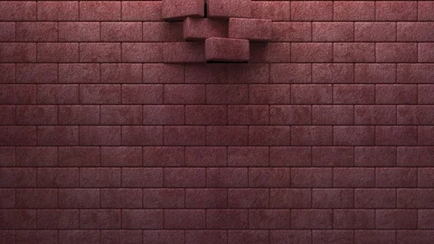 Red Bricks Wall Reveal Stock Footage 100561546