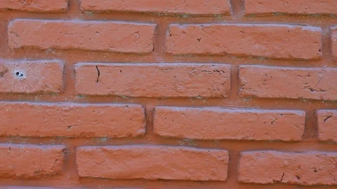 Red bricks wall with spider webs.  Slider shoot Stock Footage 106205766
