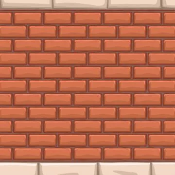 Red bricks wall with white stones Stock Illustration