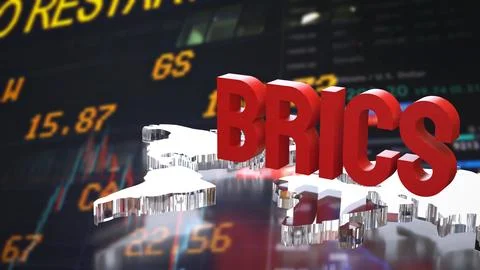 The Red  Brics and World map for Business concept 3d Rendering. Stock Illustration