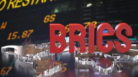 The Red  Brics and World map for Business concept 3d Rendering. Stock Illustration