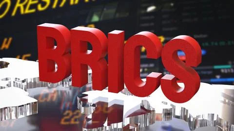 The Red  Brics and World map for Business concept 3d Rendering. Illustrazione stock