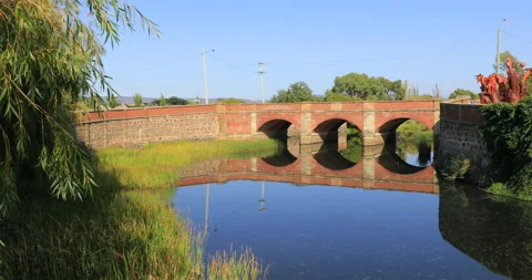 Red Bridge, built in 1838 by convict labour, Campbell Town, Tasmania, Australia Stock Footage 163024133