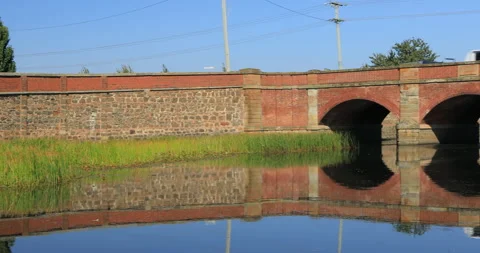Red Bridge, built in 1838 by convict labour, Campbell Town, Tasmania, Australia Stock Footage 163035588