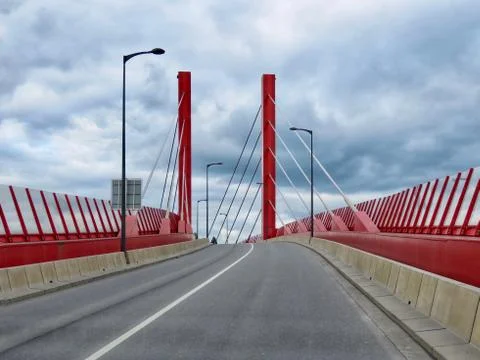 Red bridge in Mersch Stock Photos