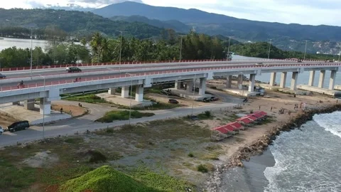 Red bridge at noon Video stock 235001045