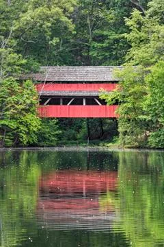 Red Bridge Reflection Stock Photos