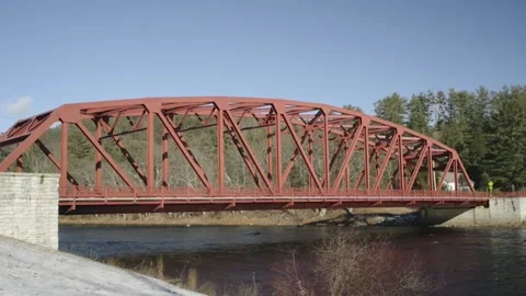 Red bridge at Riparius Stock Footage 166484300
