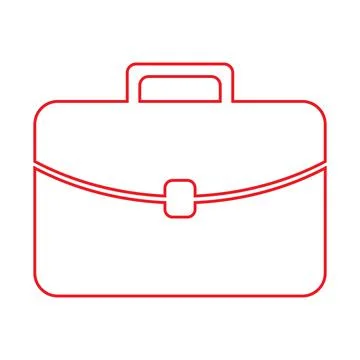 Red briefcase vector line icon isolated on white background Stock Illustration
