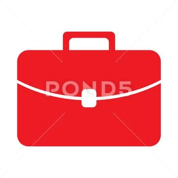 Red briefcase vector solid icon isolated on white background Stockillustratie