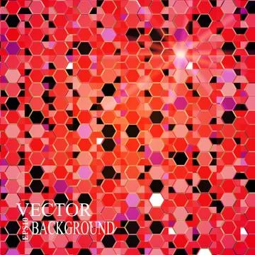 Red bright abstract mosaic background. Hexagons pattern. Retro design Stock-Illustration
