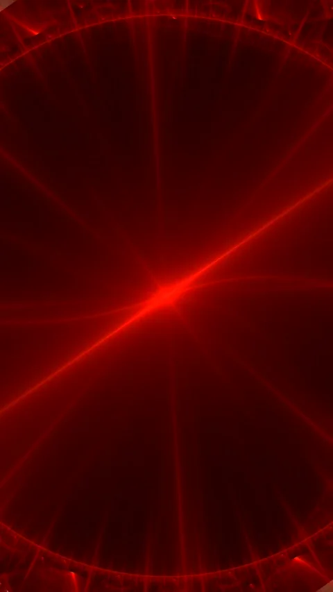 Red bright glowing rotating pattern of curved rays on a black background Stock Footage 337936410