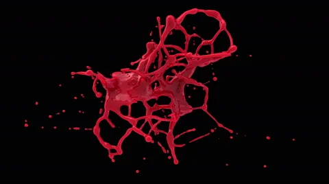 Red bright paint splash, blood in slow motion isolated on black background Stock Footage 54248877