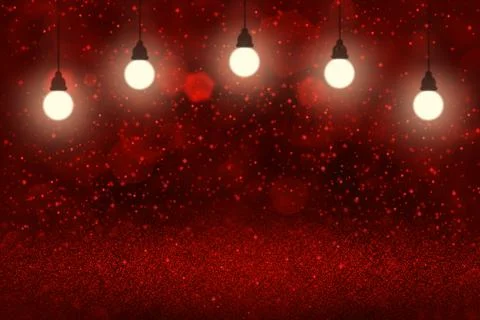 Red brilliant background light bulbs with sparks bokeh 스톡 일러스트