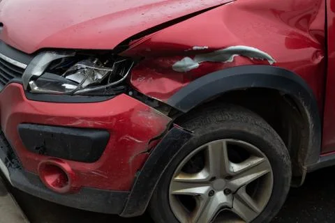 Red broken car. Stock Photos