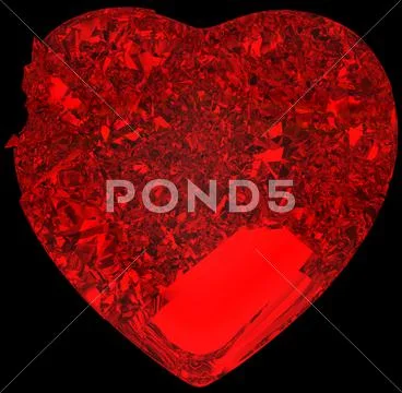 Red broken crystal heart: unrequited love Stock Illustration