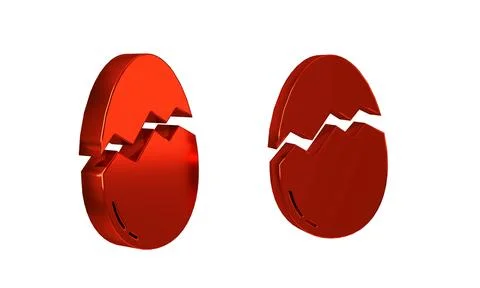 Red Broken egg icon isolated on transparent background. Happy Easter. Stock Illustration
