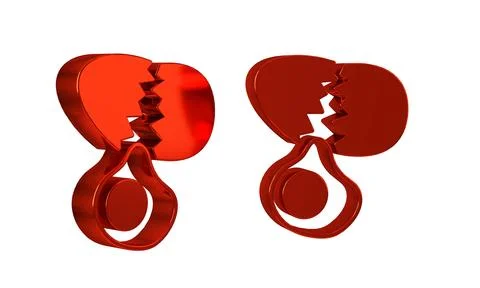 Red Broken egg icon isolated on transparent background. Happy Easter. Stock Illustration