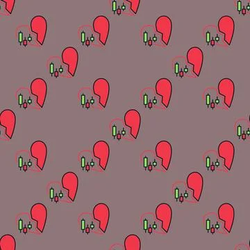 Red Broken Heart with Candlestick Chart vector I Hate Crypto Trading colore.. イラスト素材