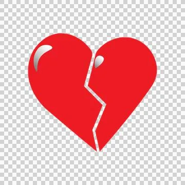 Red broken heart icon isolated on white background for relationship . Stock Illustration