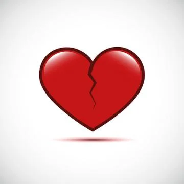 Red broken heart isolated on a white background Illustrazione stock