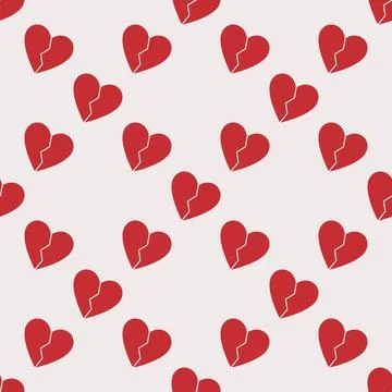 Red Broken Heart seamless pattern or Divorce vector background 스톡 일러스트