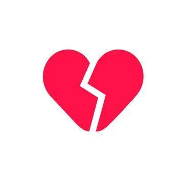 Red broken heart shape. Vector color glyph icon isolated on white background. Иллюстрация