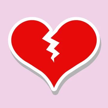 Red broken heart sticker Stock Illustration