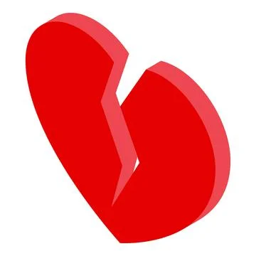 Red broken heart symbolizing a difficult separation Stock Illustration
