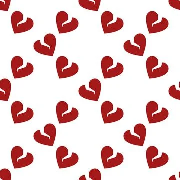 Red broken heart vector seamless pattern - Lost love and emotional distress.. イラスト素材