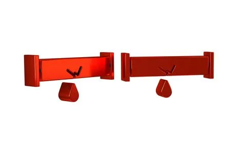 Red Broken metal pipe with leaking water icon isolated on transparent backg.. Stock Illustration