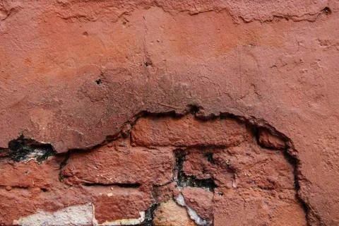 Red broken old brick wall Stock Photos