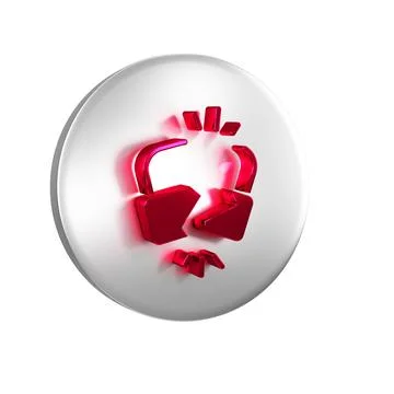 Red Broken or cracked lock icon isolated on transparent background. Unlock si Stock Illustration