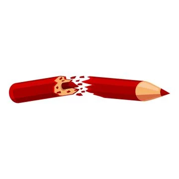 Red broken pencil showing concept of creativity block Stock Illustration