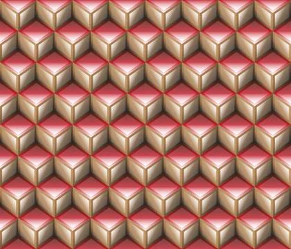 Red &amp; brown 3d cubes contour abstract geometrical cubes seamless pattern Illustrazione stock