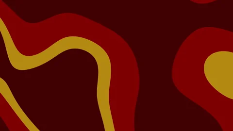 Red brown and gold abstract shapes form wavy patterns. Stock Footage 292490989