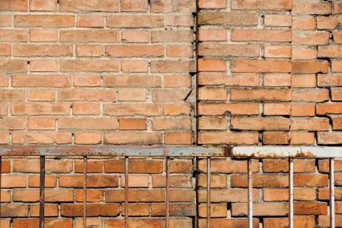 Red brown block brick wall Beautifully arranged texture background. Stock Photos