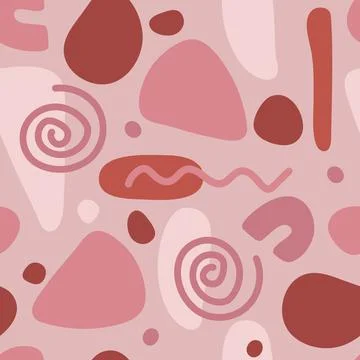 Red brown seamless pattern. Abstract geometrical shapes. Hand drawn textured Stock Illustration
