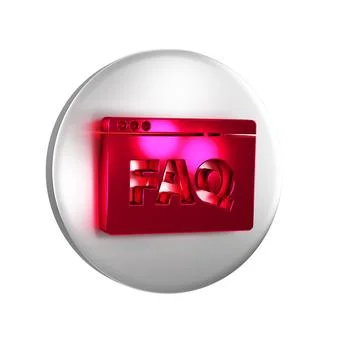 Red Browser FAQ icon isolated on transparent background. Internet communicati Illustrazione stock