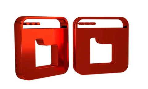 Red Browser files icon isolated on transparent background. Stock Illustration