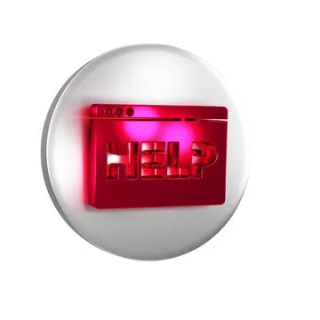 Red Browser help icon isolated on transparent background. Internet communicat Ilustración de archivo