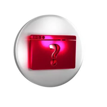 Red Browser with question mark icon isolated on transparent background. Inter Ilustración de archivo