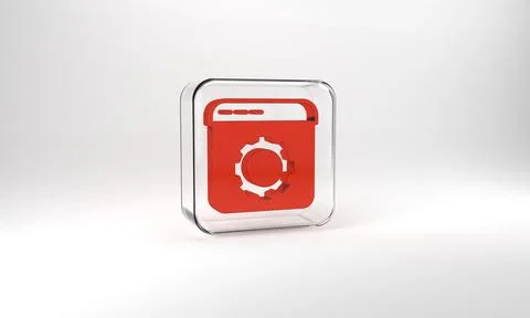 Red Browser setting icon isolated on grey background. Adjusting, service, mai Stock Illustration