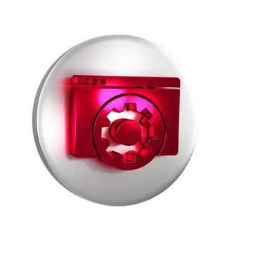 Red Browser setting icon isolated on transparent background. Adjusting, servi Illustrazione stock
