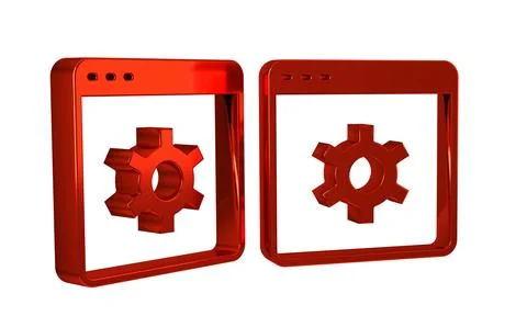 Red Browser setting icon isolated on transparent background. Adjusting, ser.. Stockillustratie